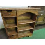 Oak open storage unit/bookcase with 2 drawers, 99 x 34 x 101cms. Estimate £10-20