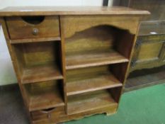 Oak open storage unit/bookcase with 2 drawers, 99 x 34 x 101cms. Estimate £10-20