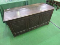 18th century oak panel chest with lifting lid & internal compartment, 132 x 55 x 64cms. Estimate £