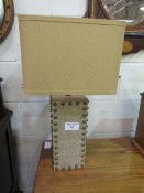 2 studded linen table lamps & shades. Estimate £20-30