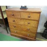 Victorian mahogany chest of 2 over 3 graduated drawers on bun handles, 104 x 49 x 112cms.