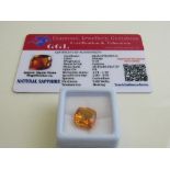 Cushion cut orange sapphire, weight 9.10ct with certificate. Est £40-50