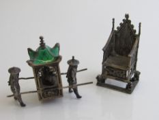 Hallmarked silver model of a throne, hallmarked Chester 1901 by Cornelius Saunders and Francis