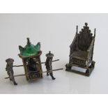 Hallmarked silver model of a throne, hallmarked Chester 1901 by Cornelius Saunders and Francis