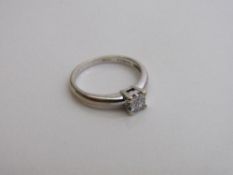 18ct white gold, 4 diamond ring, size M 1/2, weight 2.9gms. Estimate £250-280