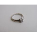 18ct white gold, 4 diamond ring, size M 1/2, weight 2.9gms. Estimate £250-280