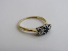 18ct gold and platinum diamond and emerald ring weight 2.5gms size N. Est £60-80