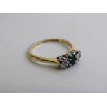 18ct gold and platinum diamond and emerald ring weight 2.5gms size N. Est £60-80