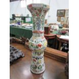 Qing dynasty-style Chinese Famille Verte beaker vase, height 47cms. Estimate £50-80