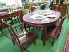 Chinese-style hardwood extendable table complete with 1 leaf, 157 (extended) x 112 x 77cms, together