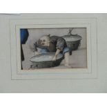 Framed & glazed Chinese watercolour on rice paper of a man washing rice. Estimate £20-30