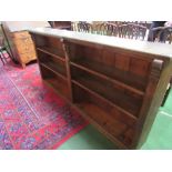 Oak long, low open bookcase with 4 interior shelves, 206 x 30 x 99cms. Estimate £80-100