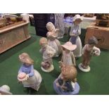 9 Nao figurines. Estimate £30-50