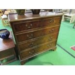 Hardwood chest of 2 over 3 graduated drawers, 95 x 54 x 93cms. Estimate £30-50