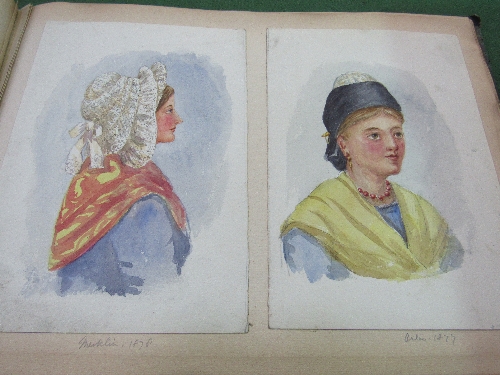 An album containing approx 78 watercolours including animals, flowers, landscapes, some dated late - Image 7 of 13