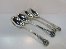 4 silver King's pattern serving spoons, London, 1854, total 12ozt. Estimate £200-225