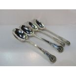 4 silver King's pattern serving spoons, London, 1854, total 12ozt. Estimate £200-225