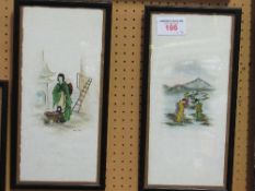 4 Japanese framed & glazed watercolours, signed J.A.D. 1948. Estimate £75-100