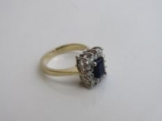 9ct trap cut sapphire & diamond cluster ring, weight 5.5gms, size O. Estimate £250-270