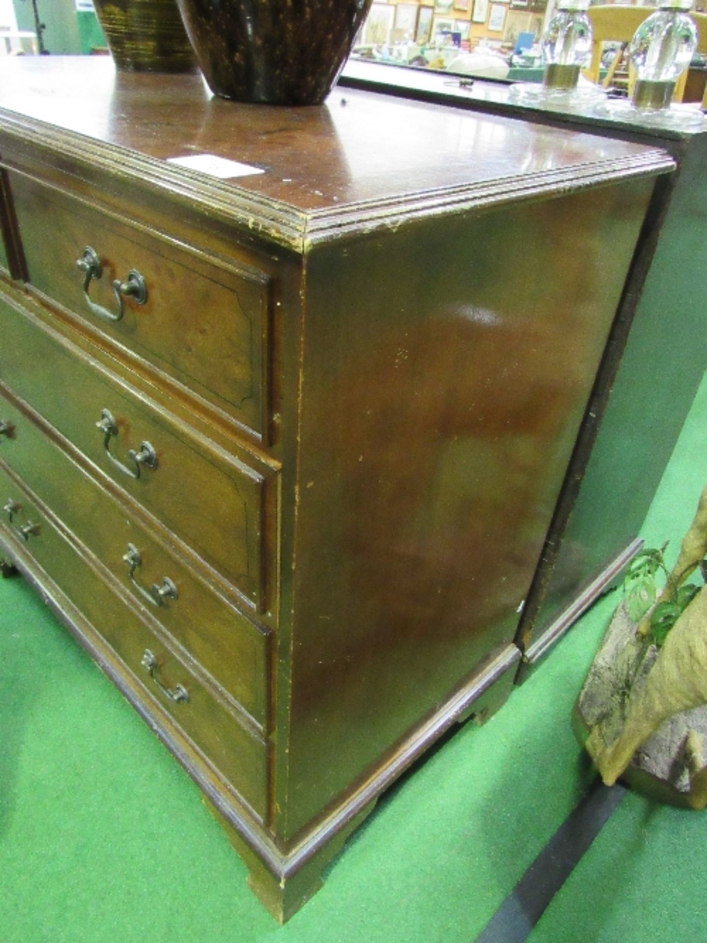 Hardwood chest of 2 over 3 graduated drawers, 95 x 54 x 93cms. Estimate £30-50 - Image 4 of 4