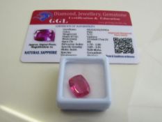 Cushion cut loose pink sapphire, weight 9.75ct with certificate. Est £40-50