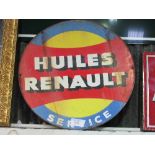 Huiles Renault enamel sign, diameter 66cms. Estimate £100-150