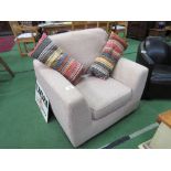 Fawn coloured upholstered armchair, 93 x 93 x 75cms. Estimate £20-30