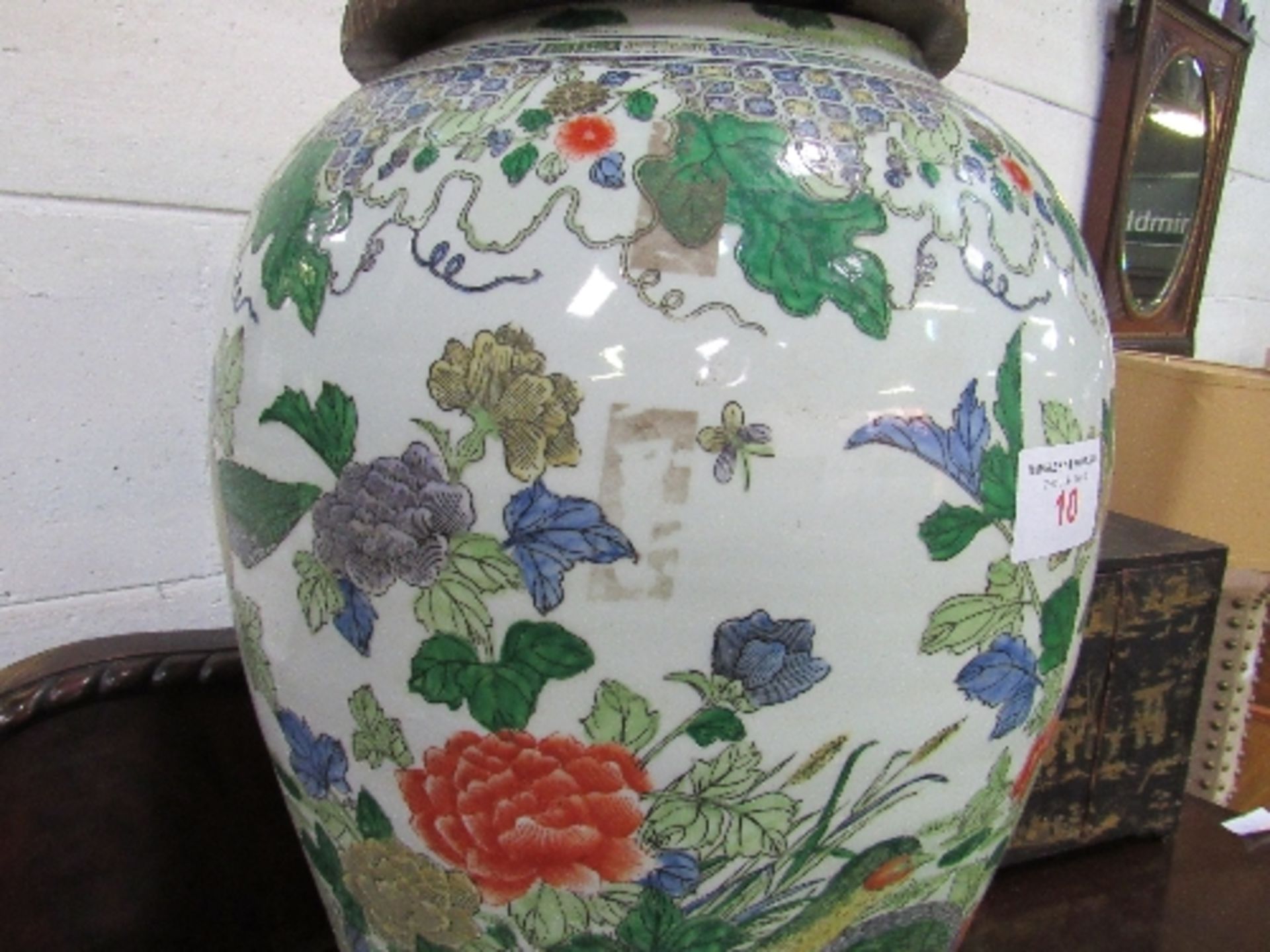 Large oriental, early 20th century, vase converted to a seat, height 66cms. Estimate £40-60 - Image 3 of 3