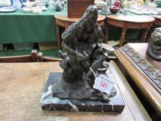 Bronze sculpture of an artist, on marble base, height 26cms. Estimate £40-60