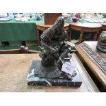 Bronze sculpture of an artist, on marble base, height 26cms. Estimate £40-60