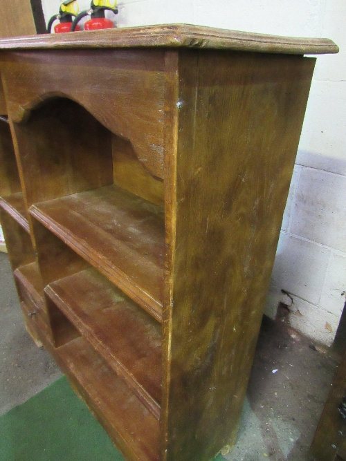 Oak open storage unit/bookcase with 2 drawers, 99 x 34 x 101cms. Estimate £10-20 - Image 4 of 4