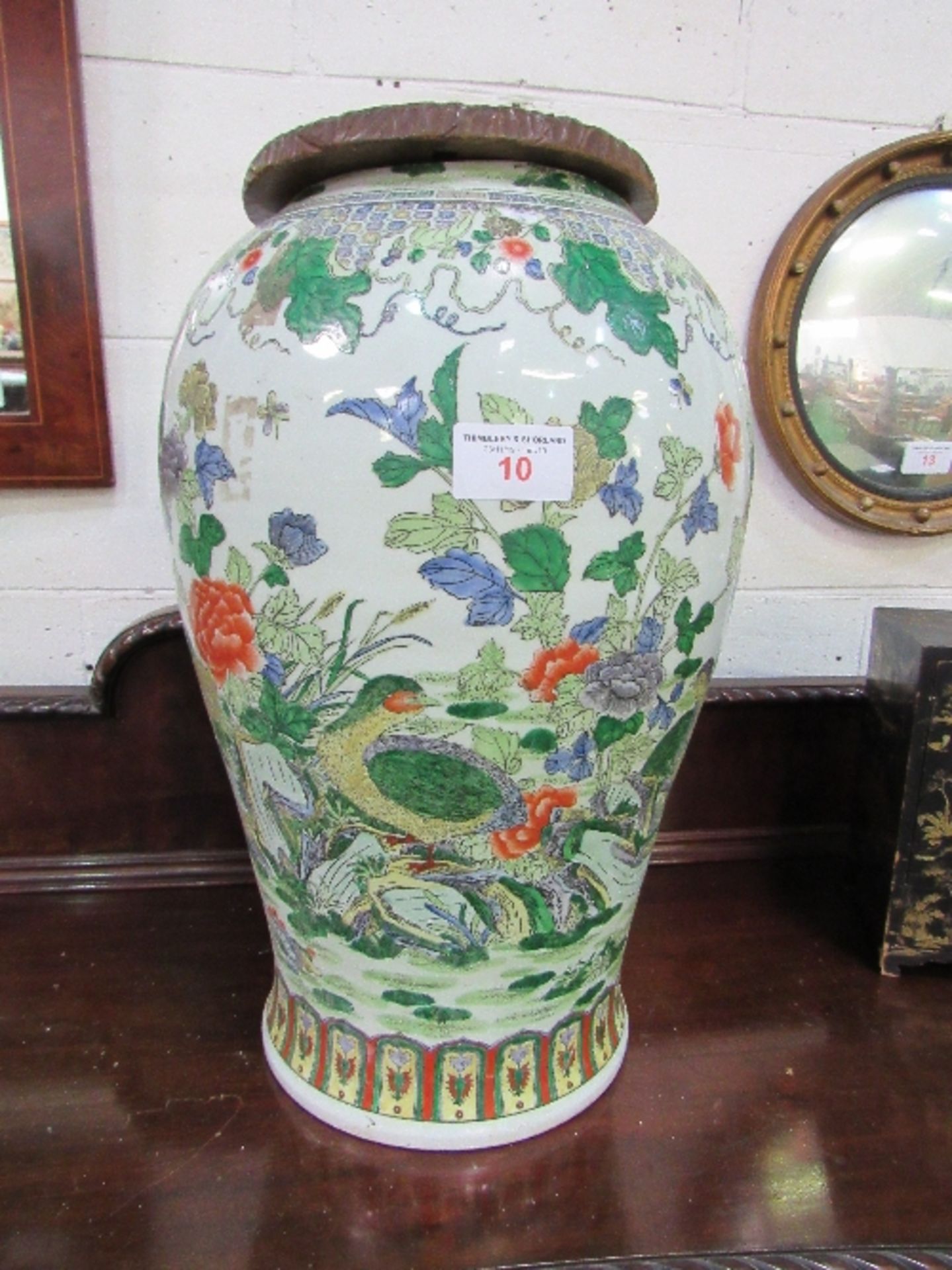 Large oriental, early 20th century, vase converted to a seat, height 66cms. Estimate £40-60