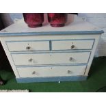 Blue & cream painted chest of 2 over 2 drawers. Estimate £30-40