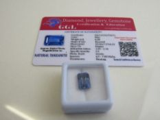 Emerald cut blue tanzanite, weight 6.58ct with certificate. Est £40-50