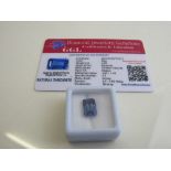 Emerald cut blue tanzanite, weight 6.58ct with certificate. Est £40-50