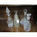 5 crystal & moulded decanters. Estimate £20-30