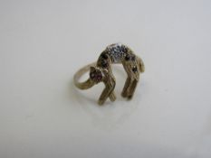 Georg Jenson 9ct gem set leopard ring Size O weight 2.3g. Est £30-50