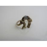 Georg Jenson 9ct gem set leopard ring Size O weight 2.3g. Est £30-50