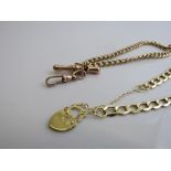 9ct gold fob chain weight 4.9gms length 21cms, 9ct gold chain link bracelet weight 2.8gms length