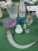 Collection of 11 pieces of glassware including lead crystal decanter & ice bucket. Estimate £20-30