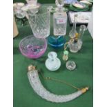 Collection of 11 pieces of glassware including lead crystal decanter & ice bucket. Estimate £20-30