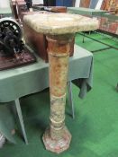 Tall variegated marble torchere, height 97cms. Estimate £50-80