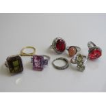 8 various fashion rings. Estimate £20-30