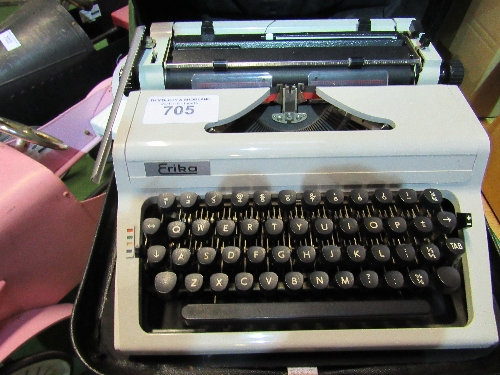 Erika portable typewriter in case. Estimate £10-20