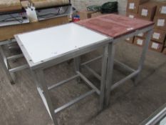 2 stainless steel plastic top tables