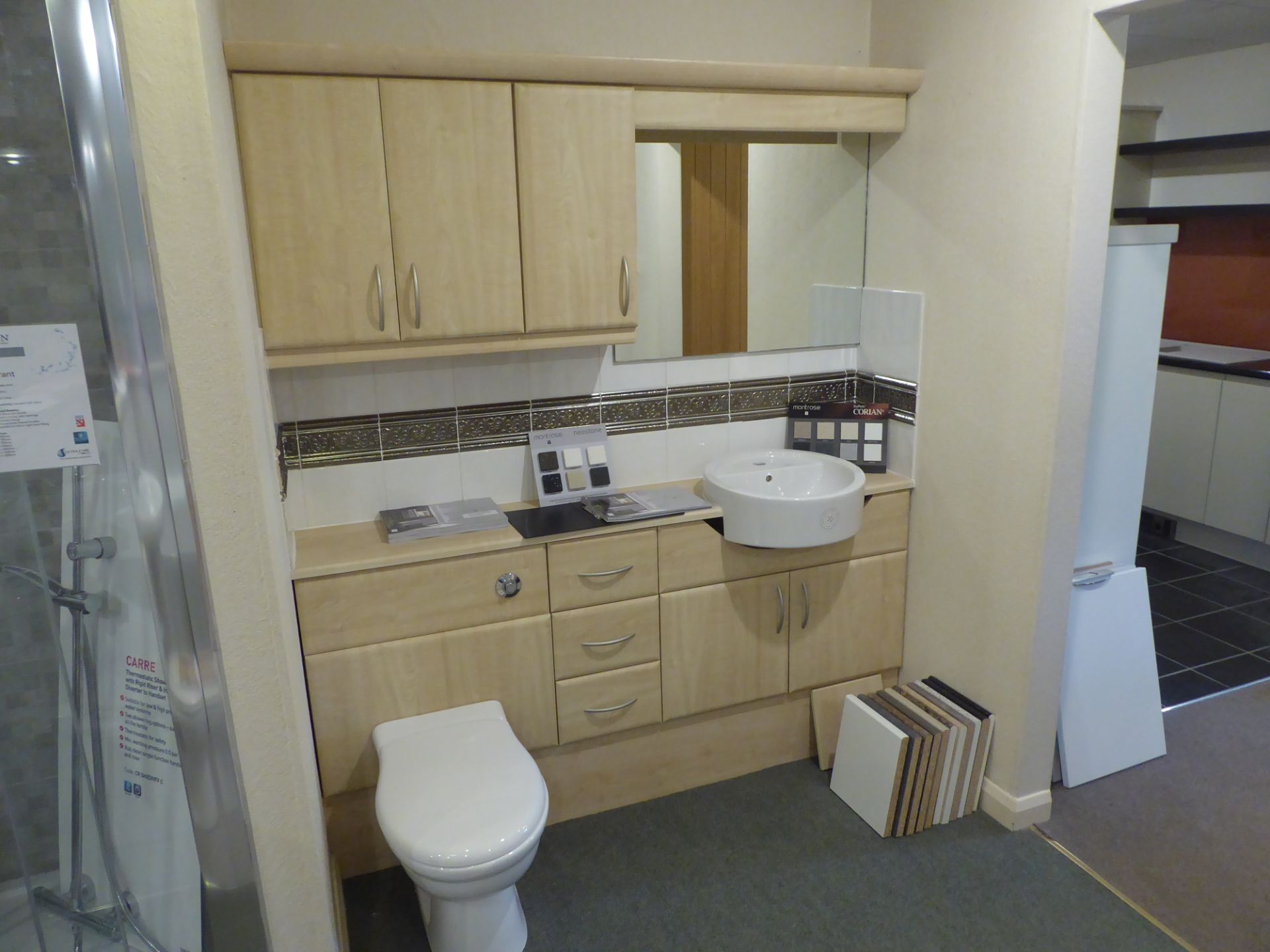 Semi counter top cloakroom in maple with ideal standard white basin and alto w.c - Image 2 of 2