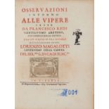 REDI, Francesco (1626-1697) - Osservazioni intorno alle vipere. Florence: Insegna della Stella,