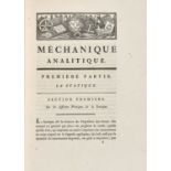 LAGRANGE, Joseph-Louis (1736-1813) - Méchanique analitique. Paris: Desaint, 1788.A good copy of