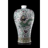 A doucai meiping vase decorated with confronting dragon and phoenix amongst scrolling foliage,