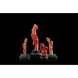 Four coral carvings, with wood and hardstone carvingChina, early 20th centuryThis lot may be subject